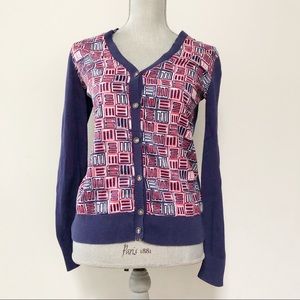 Tommy Hilfiger cardigan vintage retro print blue red and white colours